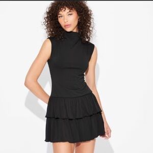 Wild Fable Black Sleeveless Tiered Dress